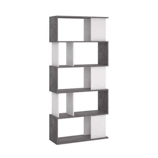 Puzzle bogreol 80 x 174 cm i beton/hvid