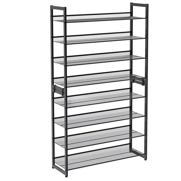 Skoreol med 8 hylder - sæt med 2 x 4 skohylder - metal
