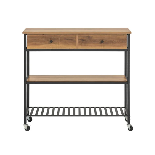 Køkkenvogn med skuffer, køkkenø på hjul, brun 100x45x93