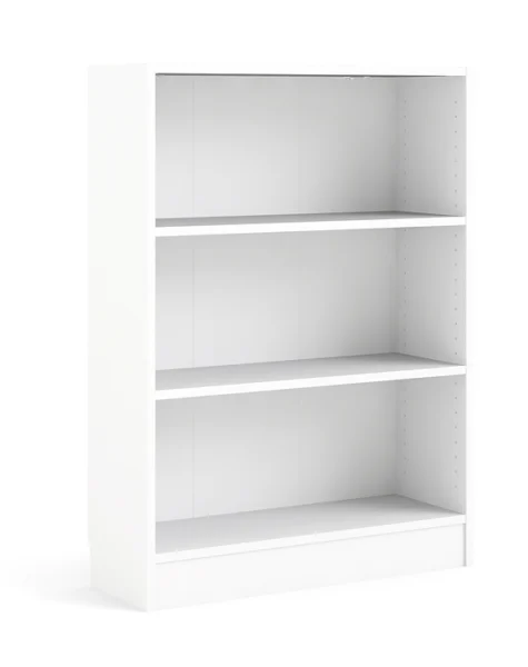 Alfa hvid bogreol med 2 justerbare hylder 80 cm bred. Produceret i Danmark