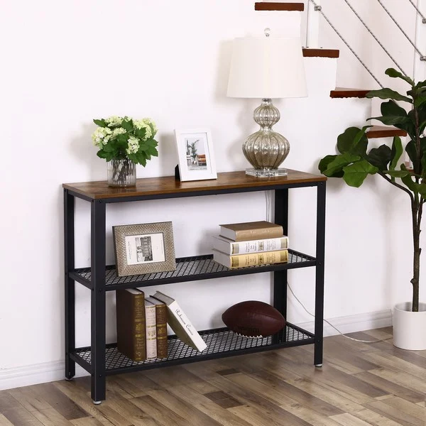 Konsolbord - sidebord i industrielt design - rustik brun