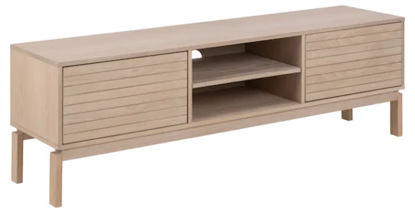 Tisvilde TV bord i hvidpigmenteret olieret egefiner 160 cm med 3 skaber