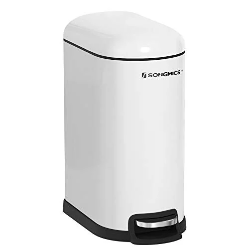 Pedalspand 10L - skraldespand med soft-close låg - hvid metal
