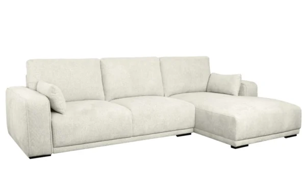 Santa Monica sofa med chaiselong til højre i cremefarvet møbelstof