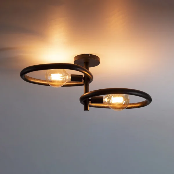 Munti - Plafond med to organisk formede metalringe Levering med pære(r)