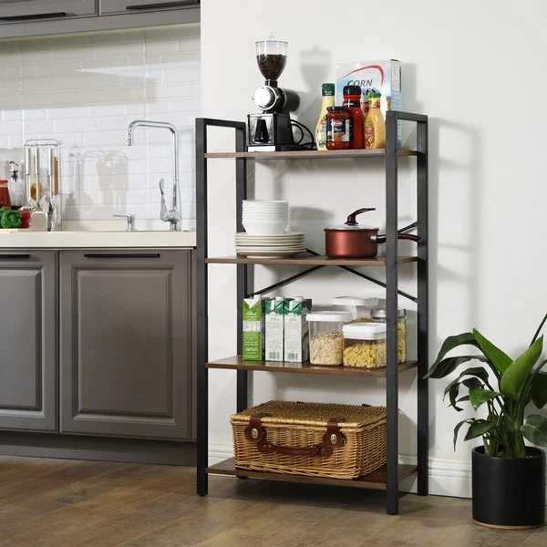 Bogreol - reol i industrielt design - rustik brun 120 x 66 x 30