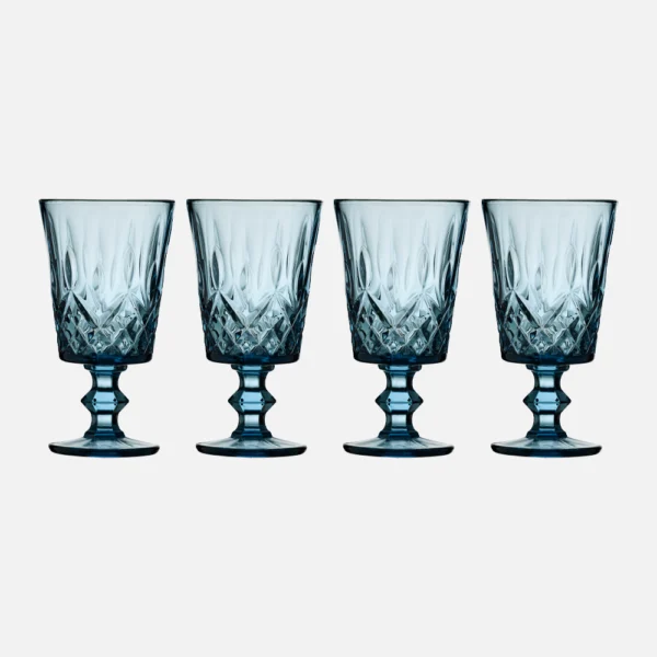 Lyngby Glas SORRENTO Farvet vinglas 4-pak - Blå