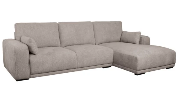 Santa Monica sofa med chaiselong til højre i sandfarvet møbelstof