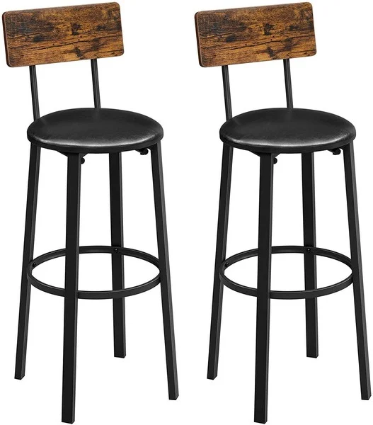 Barstole i industrielt design - sæt med 2 barstole - rustik brun