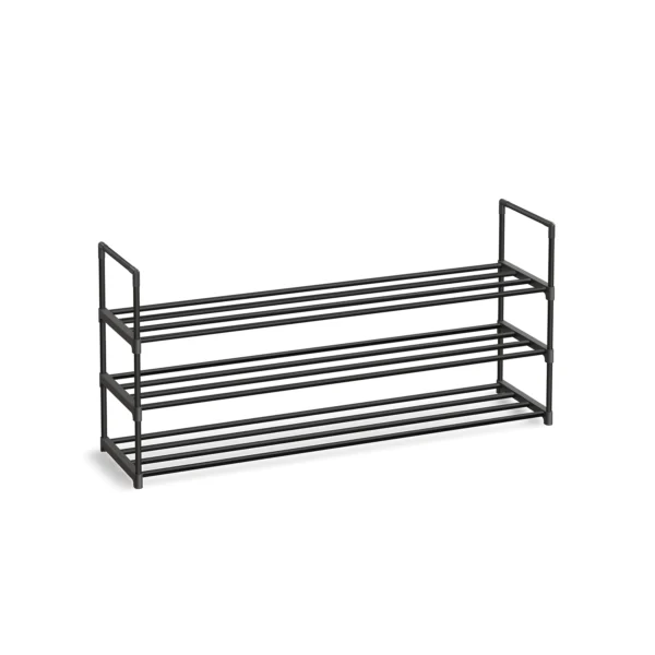 Skoreol - skostativ i sort metal med 3 hylder - 116 x 30 x 55