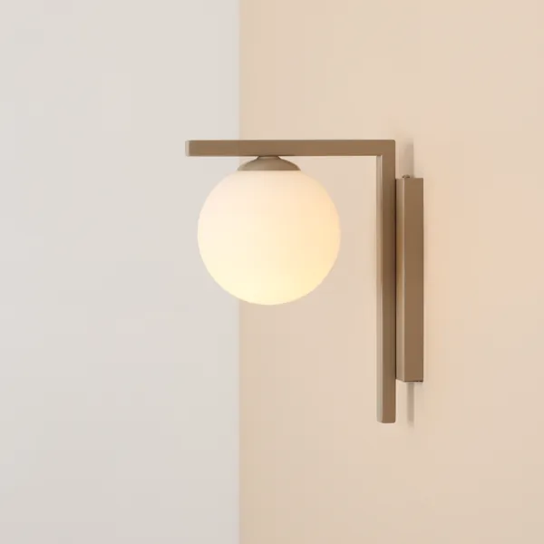 Moma - Væglampe i metal og hvidt glas