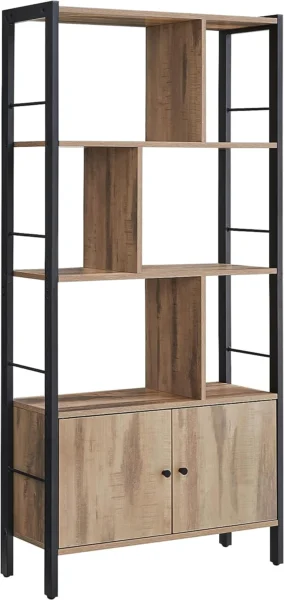 Reol - bogreol i industriel stil - brun eg 154,5 x 74 x 30