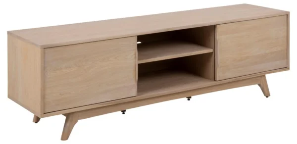 Ambrosius TV møbel 180 cm hvidpigmenteret ege finer 2 skabe 1 åbent rum.