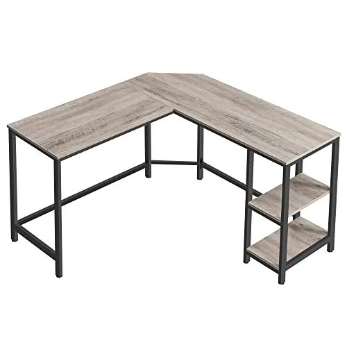 Hjørneskrivebord - L-formet skrivebord - grå/beige 138 x 138