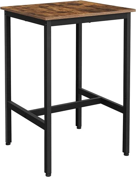 Barbord - højbord i industrielt design - rustik brun 60x60x90