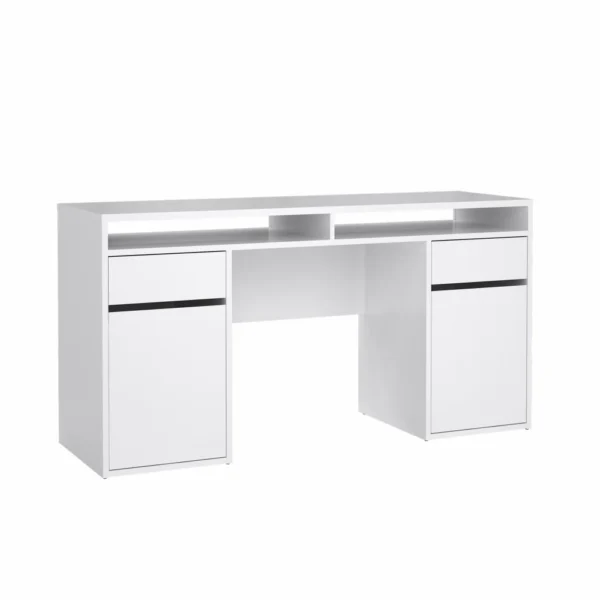 Prestige skrivebord 150 x 50 cm med 2 låger og 2 skuffer i hvid