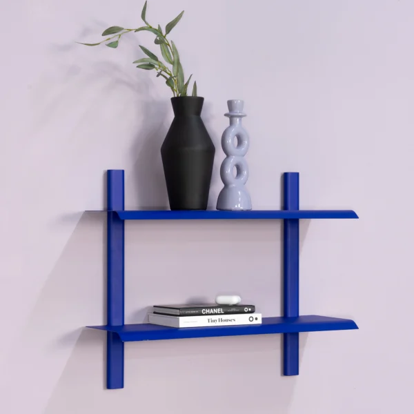 Repisa - Dobbelt væghylde i metal, 5 farver, bredde 60 cm. Koboltblå metal