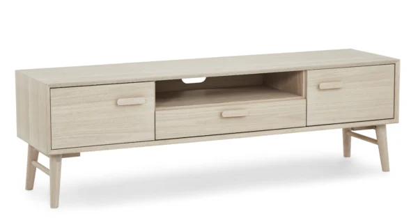 Egeskov TV bord i hvidolieret ege finér 160 x 42 cm med opbevaring og soft close