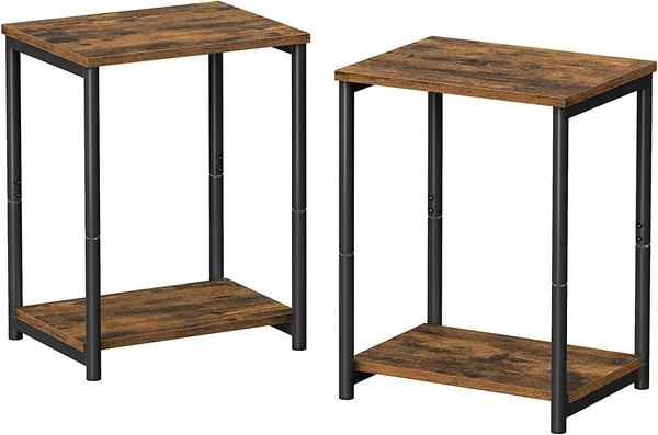Sidebord - 2 sengeborde i industrielt design - rustik brun