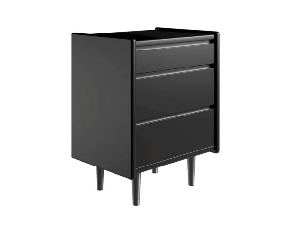 Krone kommode 50cm bred med 3 skuffer i sort lakkeret - Dansk produceret. dybde Metalben