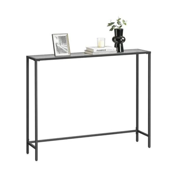 Konsolbord - sidebord med hærdet grå glas og sort stel 100x20x80