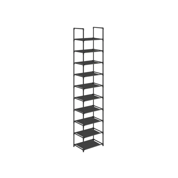 Skoreol - skostativ i metal med 10 sorte stofhylder - 33x33x173