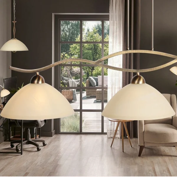 Kosmos- Loftlampe i bronze finish, tre skærme i glas