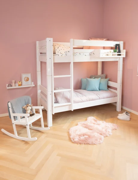 Køjeseng, junior 70 x 160 cm, hvid, delbar, lige stige, 25 års garanti, Scanliving Premium