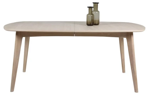 Ambrosius spisebord 180 x 102 cm i hvidpigmenteret egefiner med udtræk til ekstra plader.