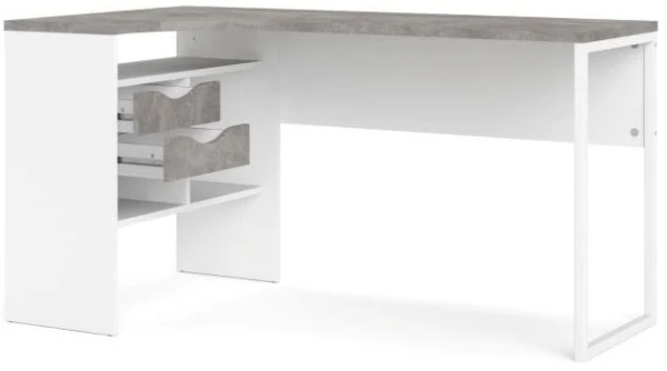 Prestige skrivebord 145 x 81 cm hvid og med beton look med 2 skuffer.