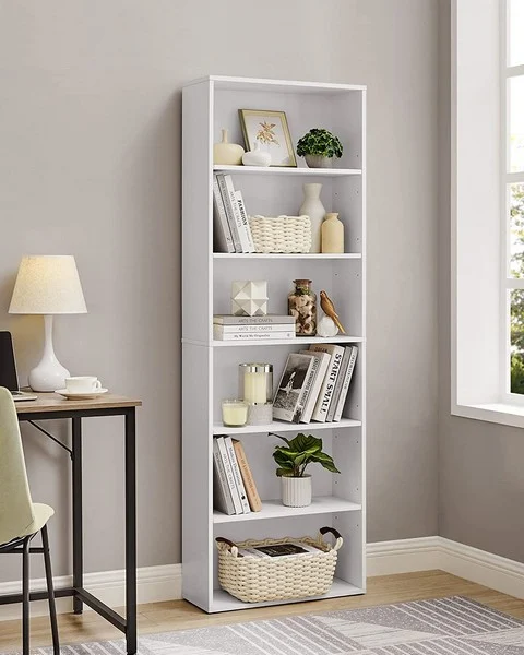Bogreol - gulvreol og stuereol - hvid reol 60 x 24 x 178,5 cm