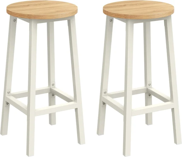 Barstol i industrielt design - sæt med 2 barstole - eg brun