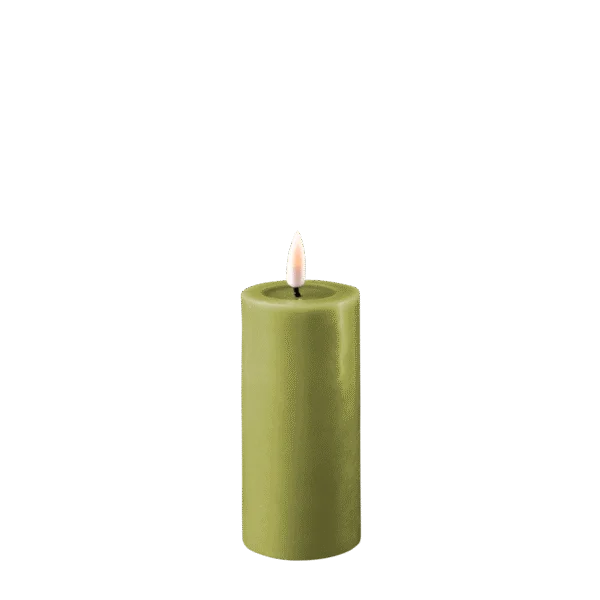 Deluxe Homeart Oliven grøn LED Bloklys 5x10 cm