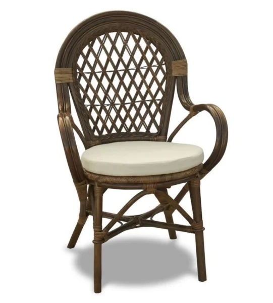 Capri kurvestol rattan med armlæn og hynde