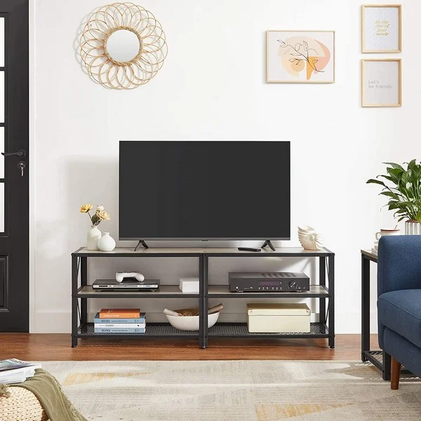 TV-bord - TV-bænk i industrielt design - greige 140x39x50