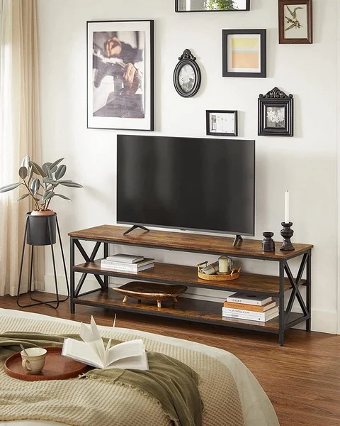 TV-bænk - TV-bord i industrielt design - rustik brun 147x40x50