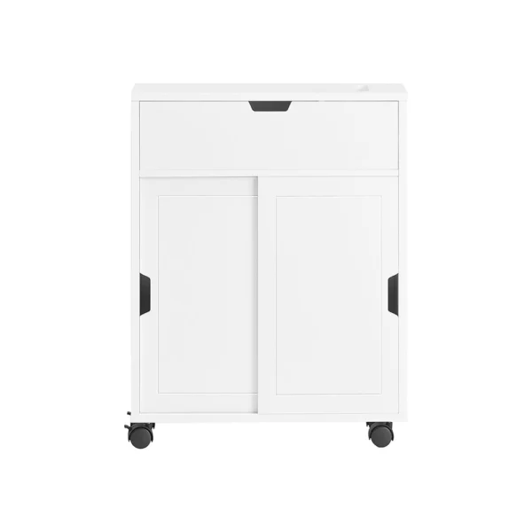 Badeværelsesskab på hjul, toiletskab skydedør, hvid 52x17x68