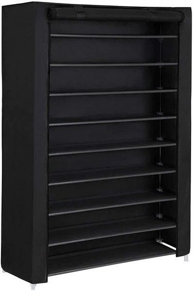 Skoreol med 10 hylder til 50 sko - 162 x 100 x 28 cm - sort