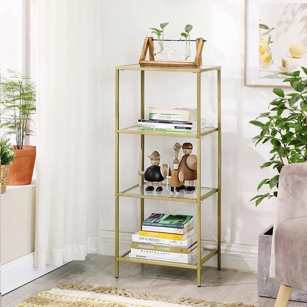 Badeværelsesreol med hærdet glas og gyldent stel 40x30x95