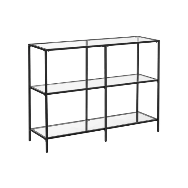 Konsolbord - sidebord med hærdet glas og sort stel 100x30x73