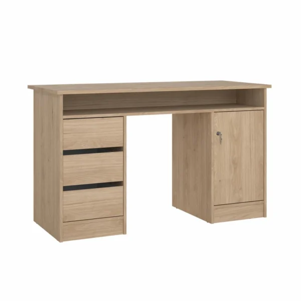 Prestige skrivebord 126 x 55 cm med 1 låge og 3 skuffer i egelook