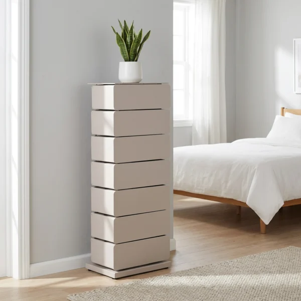 Carson - Kommode med syv skuffer i silky taupe farvet metal