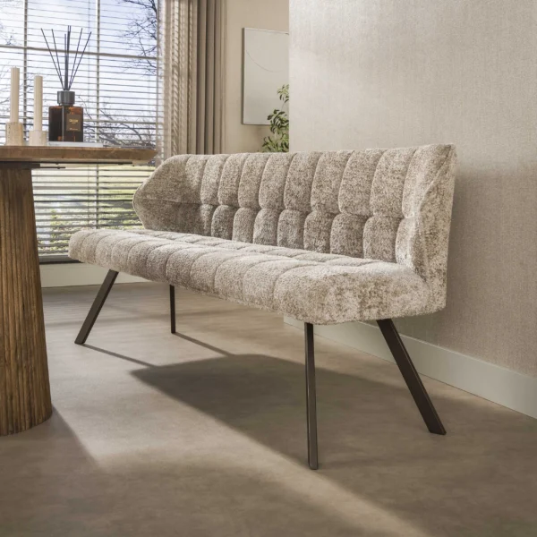 Clapton - Bænk i sandfarvet Alura stof, længde 180 cm.