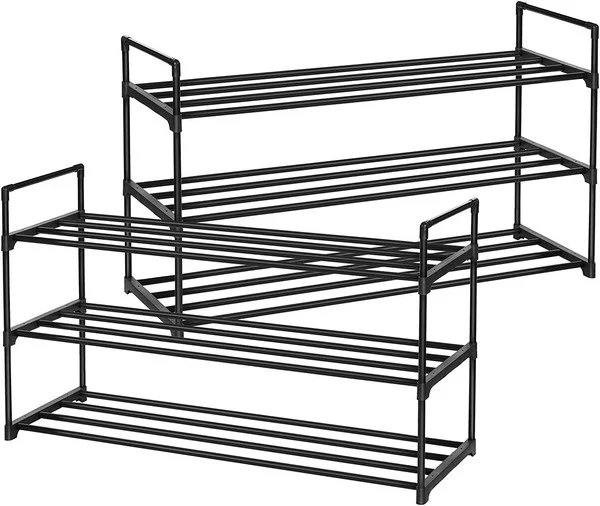 Skoreol med 6 hylder - sæt med 2 x 3 hylder - sort 92 x 30 x 54