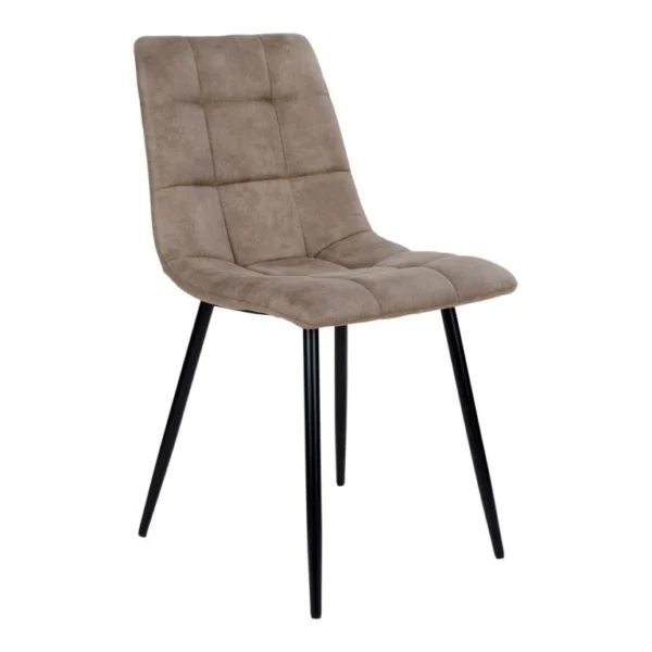 Munkebo spisebordsstol med kraftig polstring i lysebrunt microfiber.