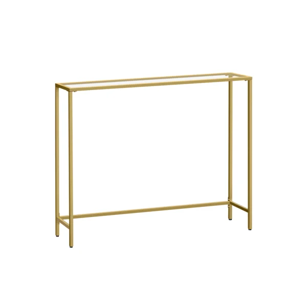 Konsolbord - sidebord med hærdet glas og gyldent stel 100x20x80