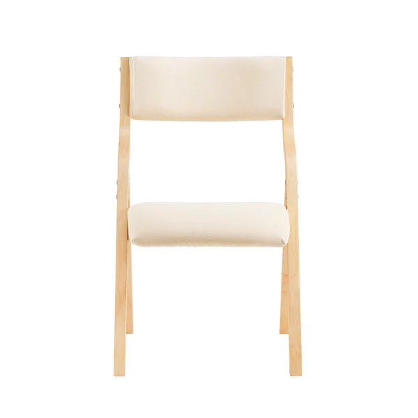 Klapstol, foldbar stol i træ med polstring beige 54x48x80 cm