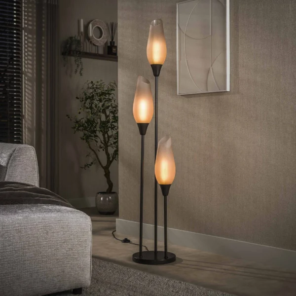Kubo - Gulvlampe med frostede brune glasskærme, højde 168 cm Levering uden pære