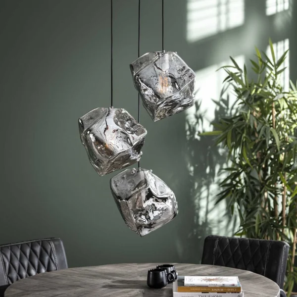 Rock - Loftlampe i forkromet glas med tre lamper Levering uden pære
