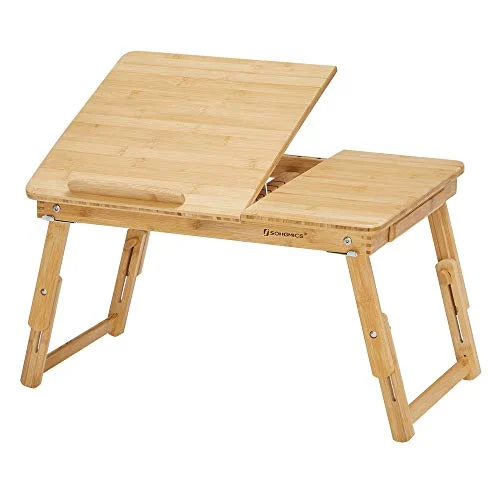 Bærebar laptop stand i bambus - justerbar sammenklappelig
